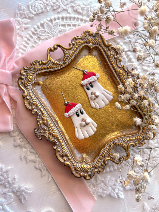 Ghostie Holding Gingerbread Man Dangles