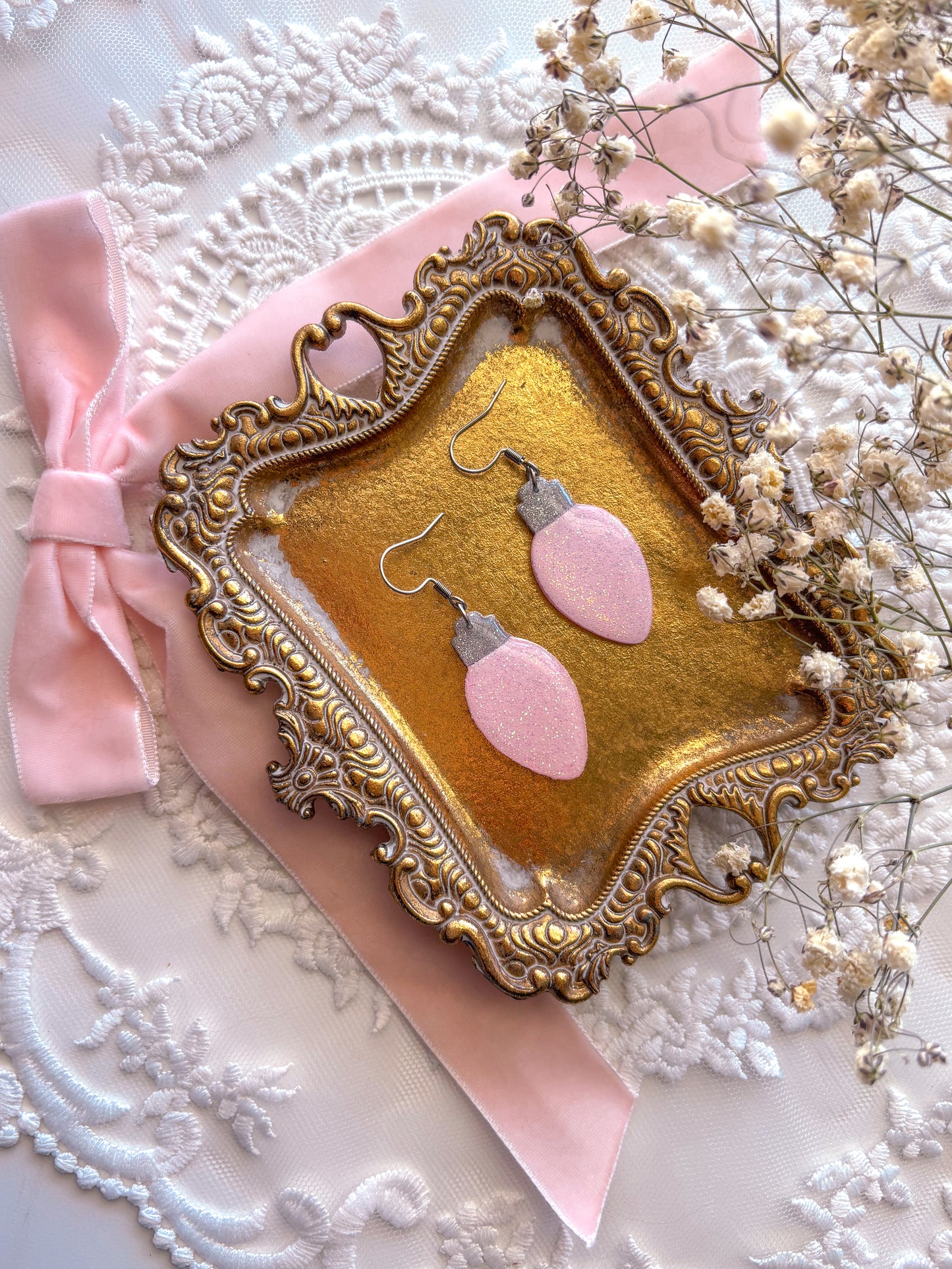 Pink Bulb Dangles