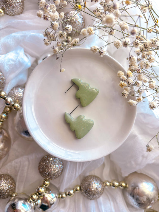 Glitter Christmas Tree Hoops