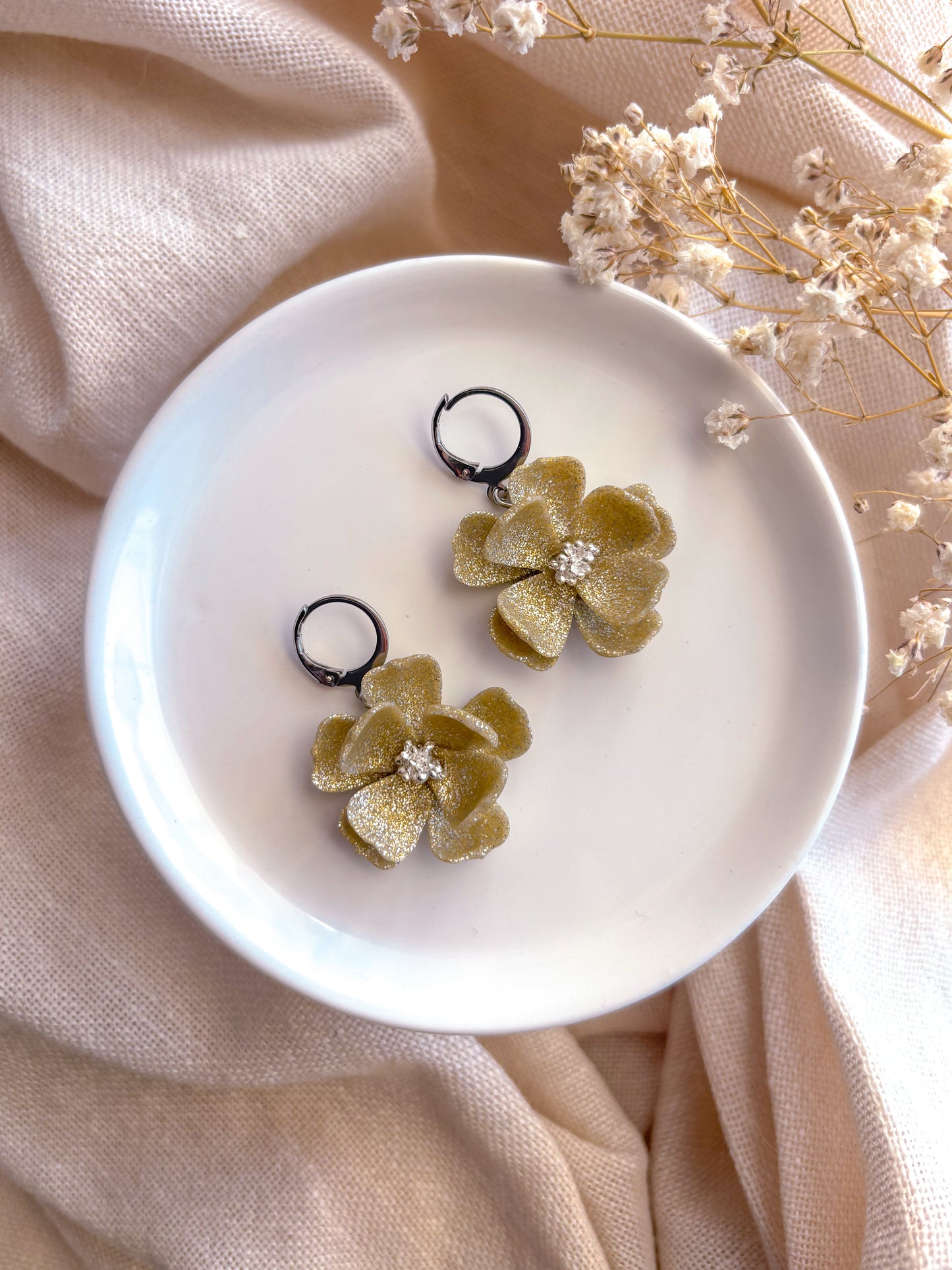 Gold and Silver Flower Dangles
