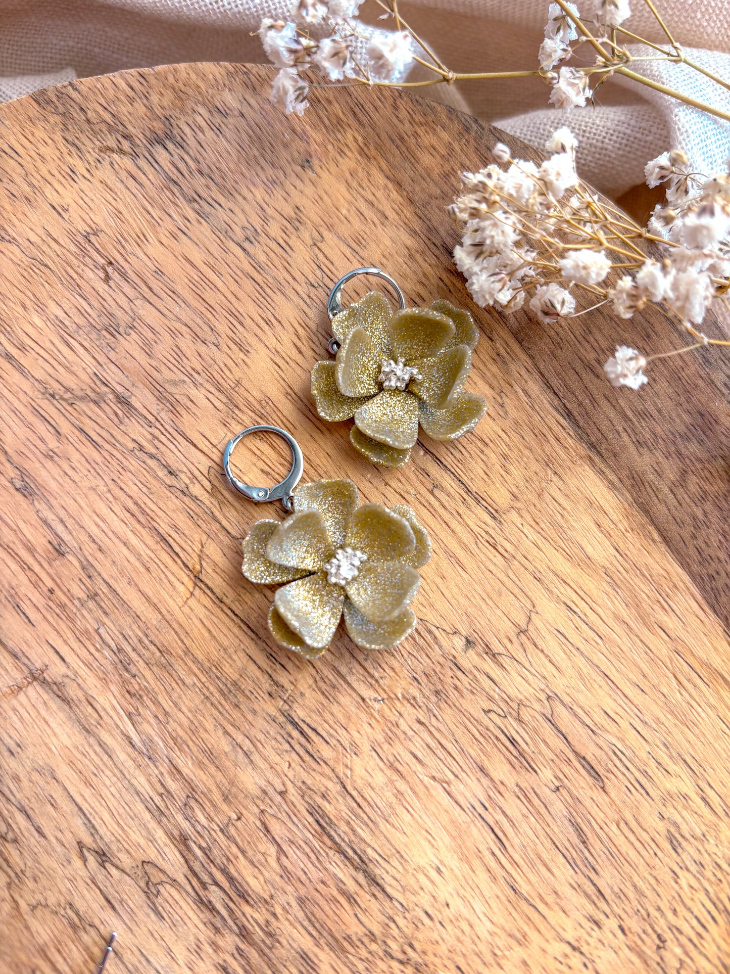 Gold and Silver Flower Dangles