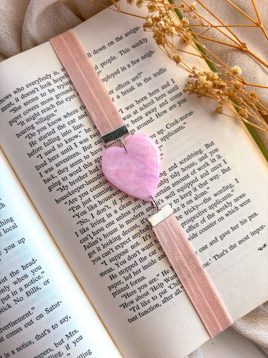 Light Pink Marble Heart Bookmark