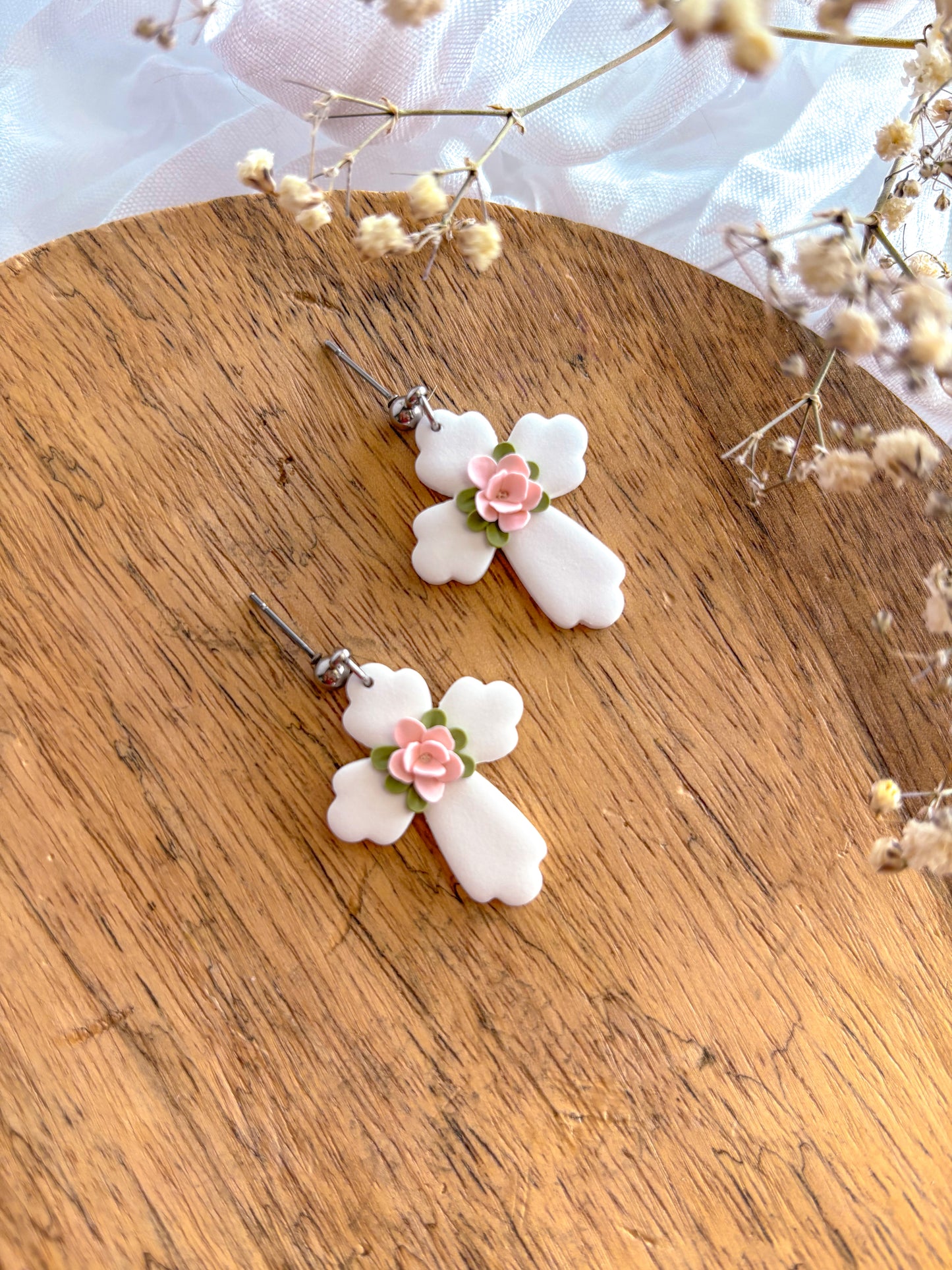 Floral Cross Dangles