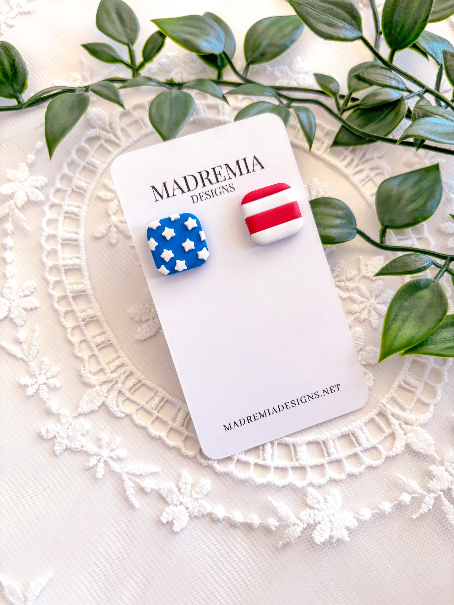 Large Square Patriotic Studs