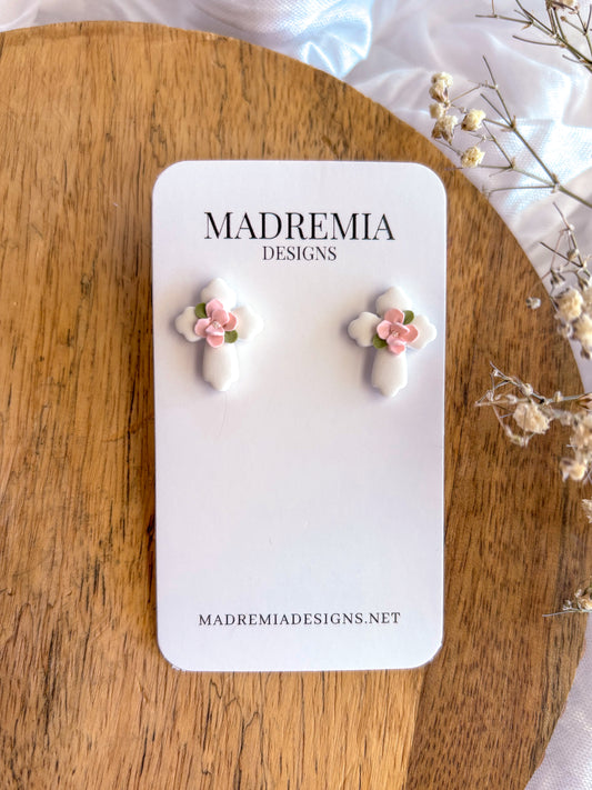 Floral Cross Studs