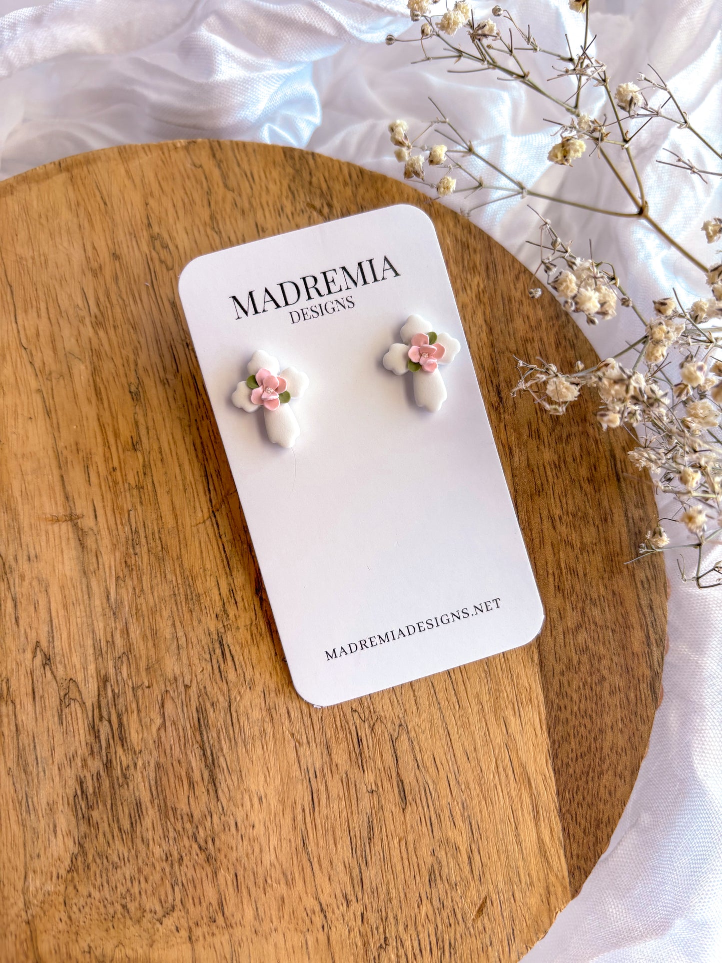 Floral Cross Studs