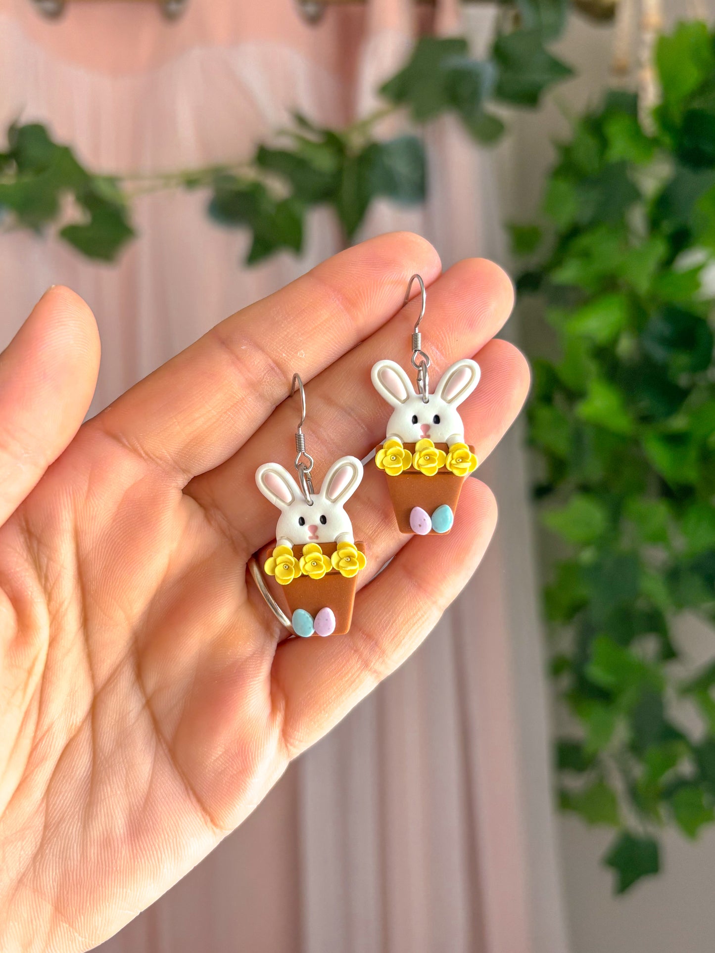 Bunny in a pot Dangles