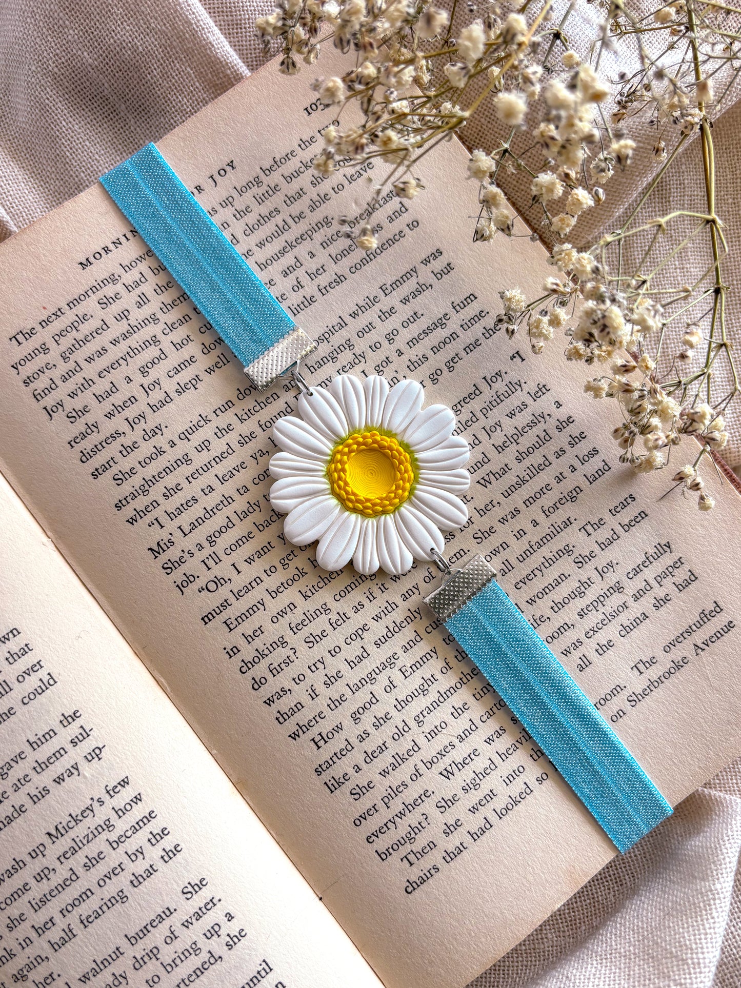 Daisy with Blue Bookmark