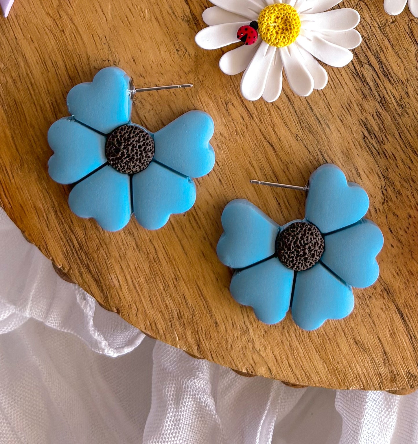 Blue Flower Hoops