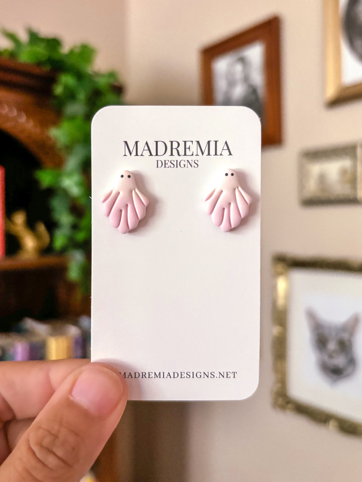 Pink Ombre Ghost Studs