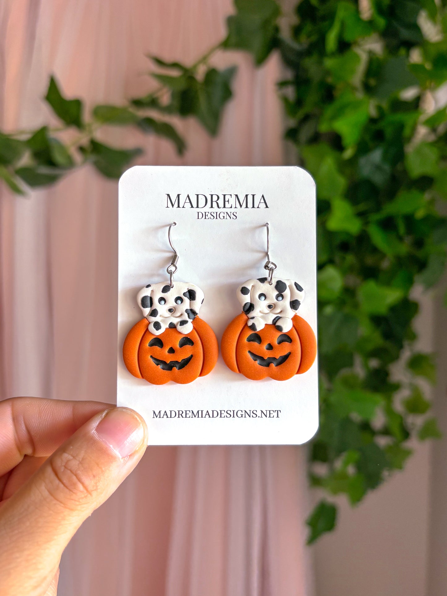 Dalmation in Pumpkin Dangles