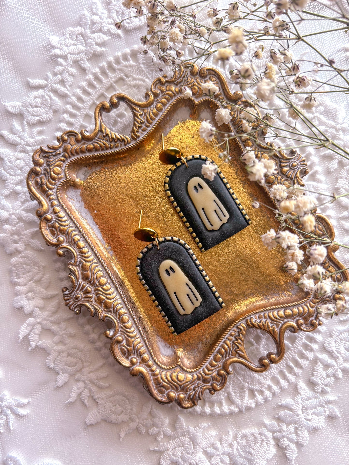 Black Glow in the dark Ghost Dangles
