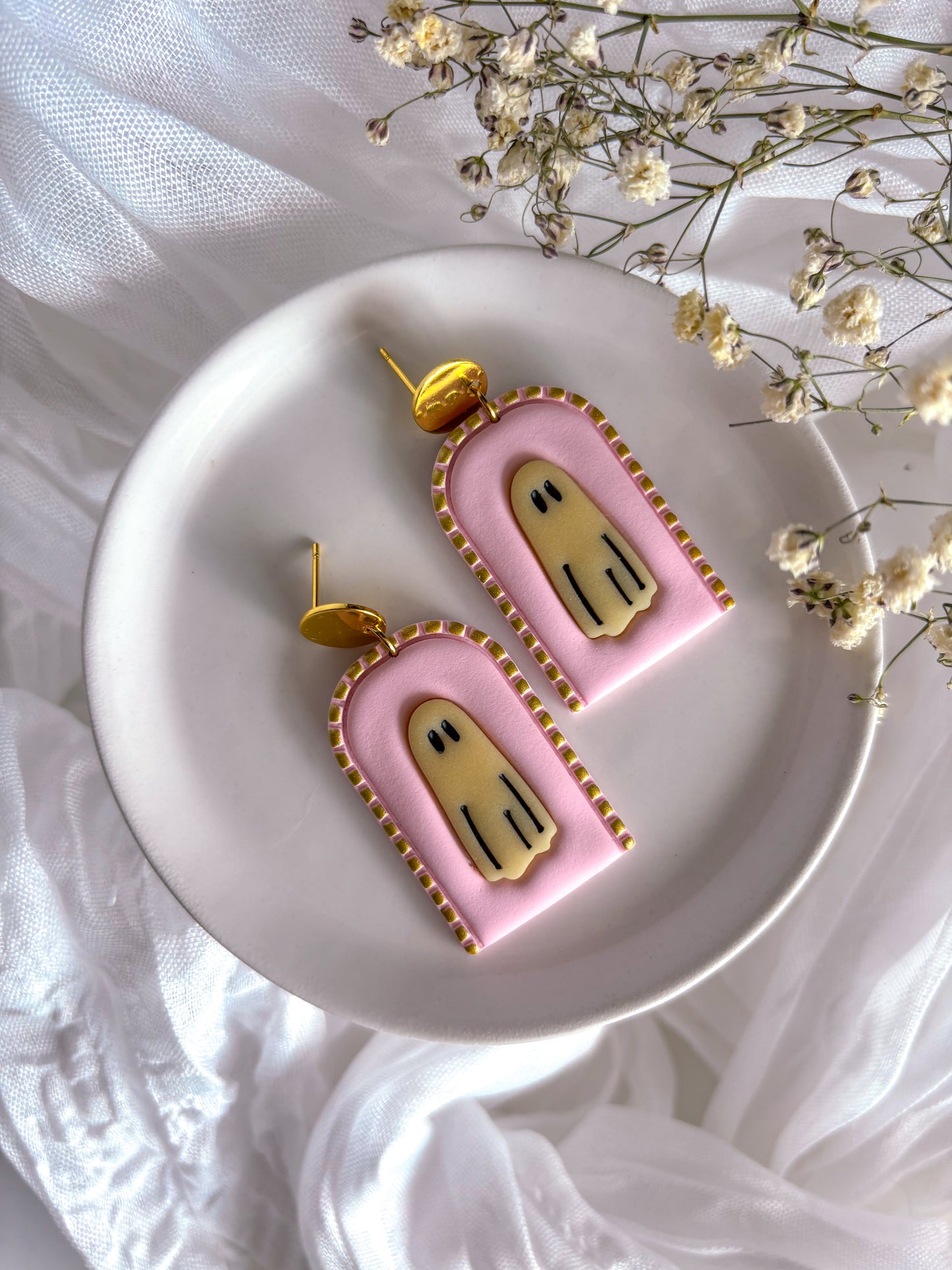 PINK Glow in the dark Ghost Dangles