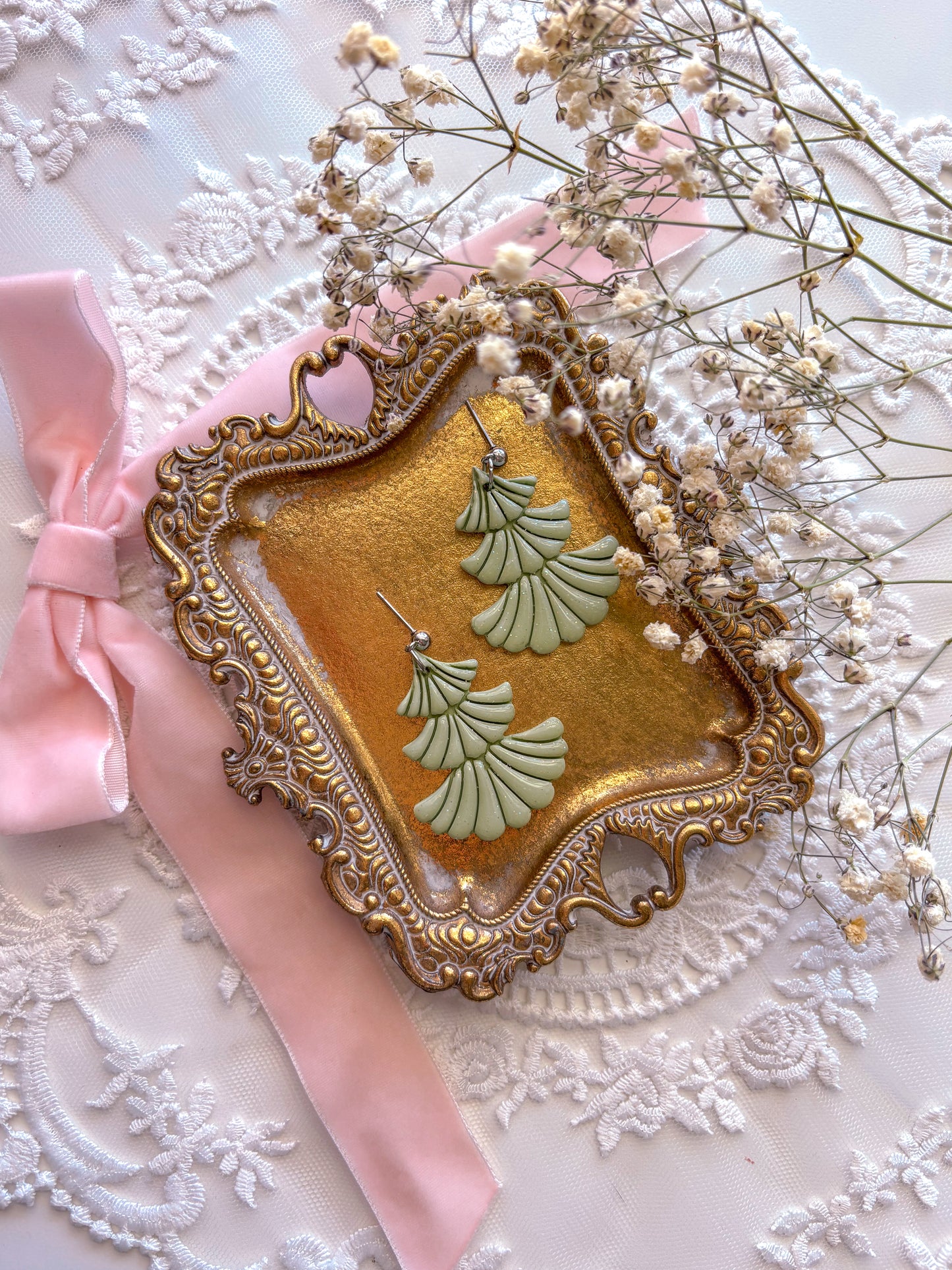 Glitter Green Tree Dangles