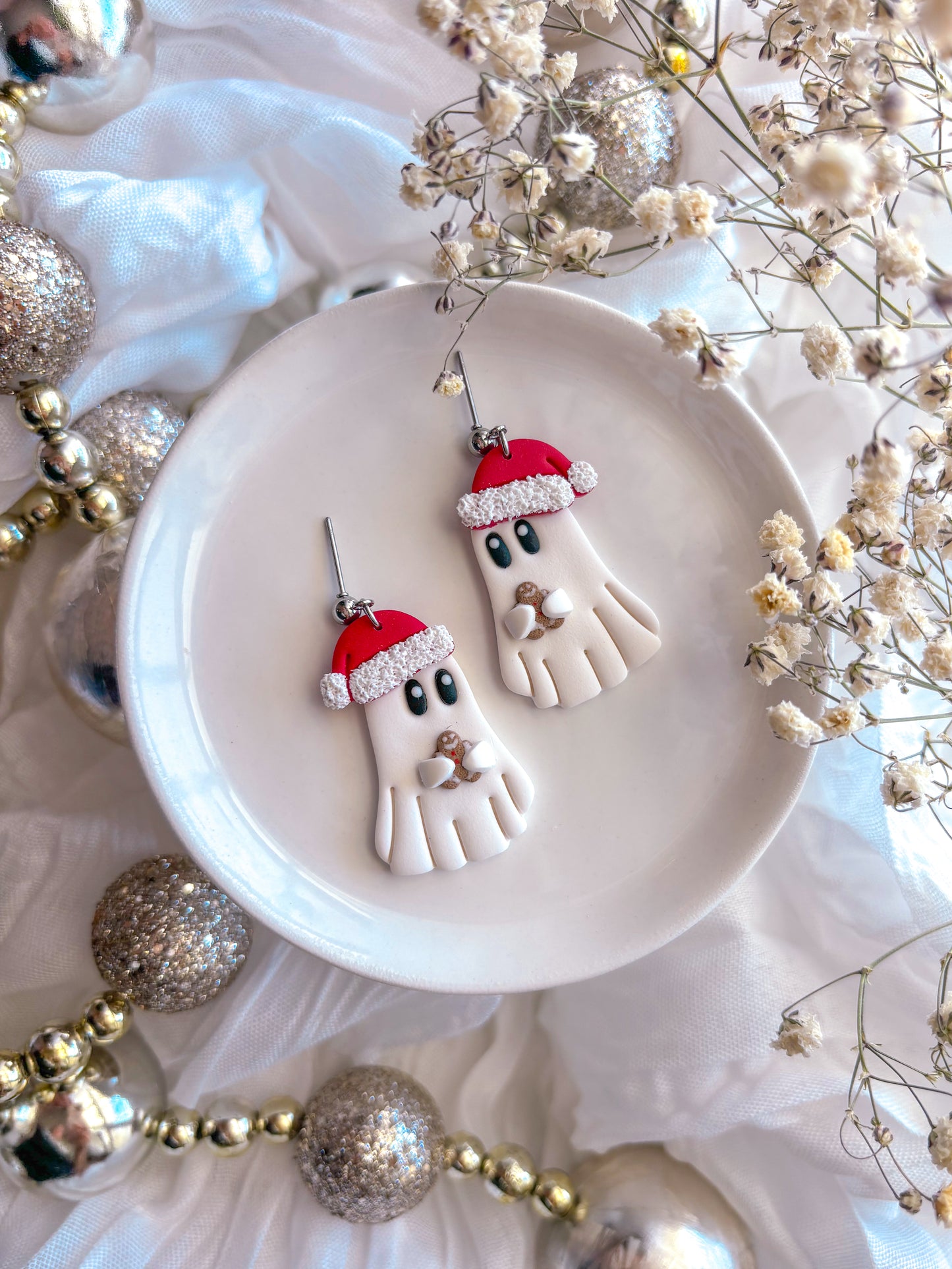 Ghostie Holding Gingerbread Man Dangles