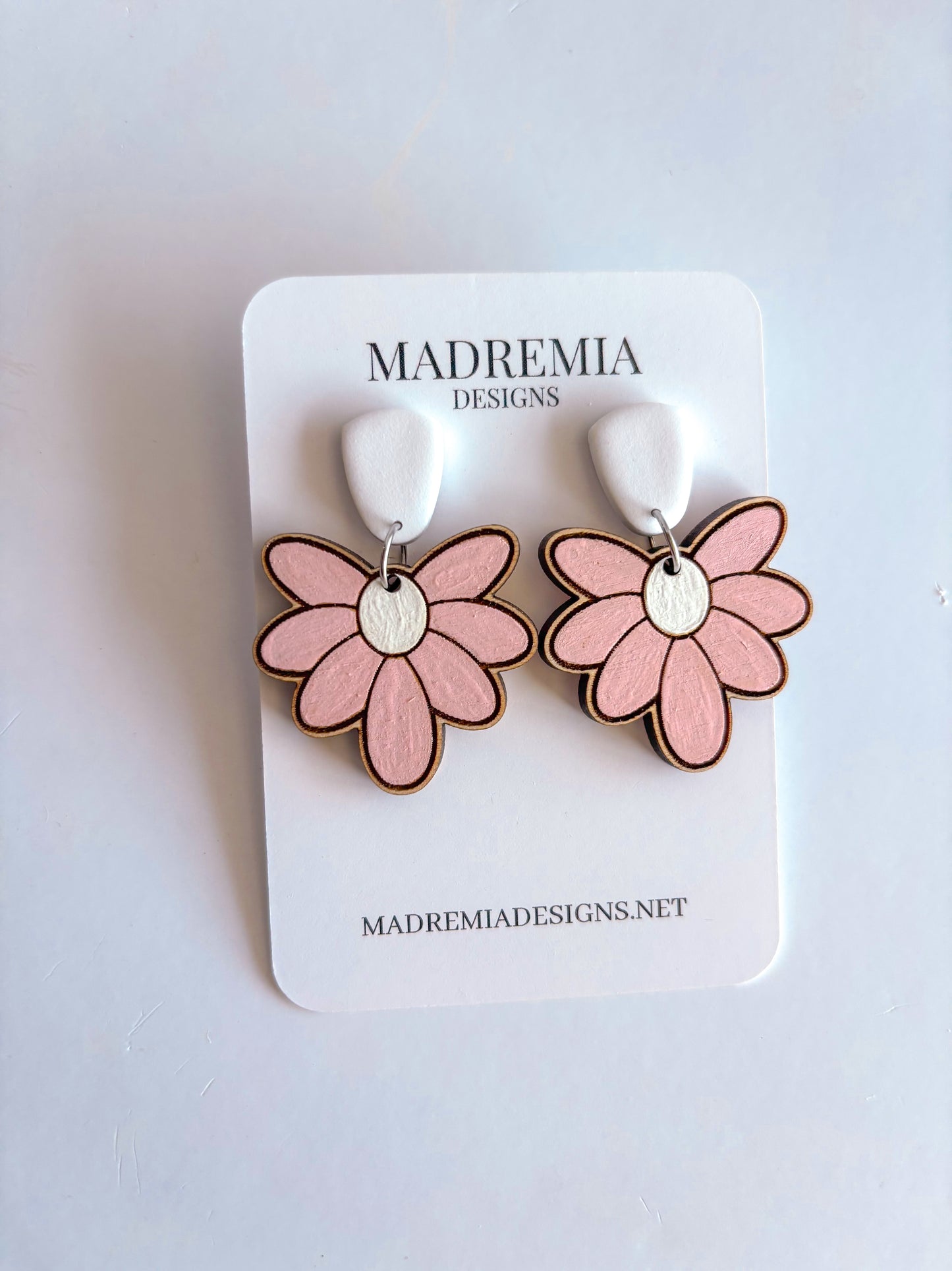 Market Exclusive Pink Wood Floral Dangles