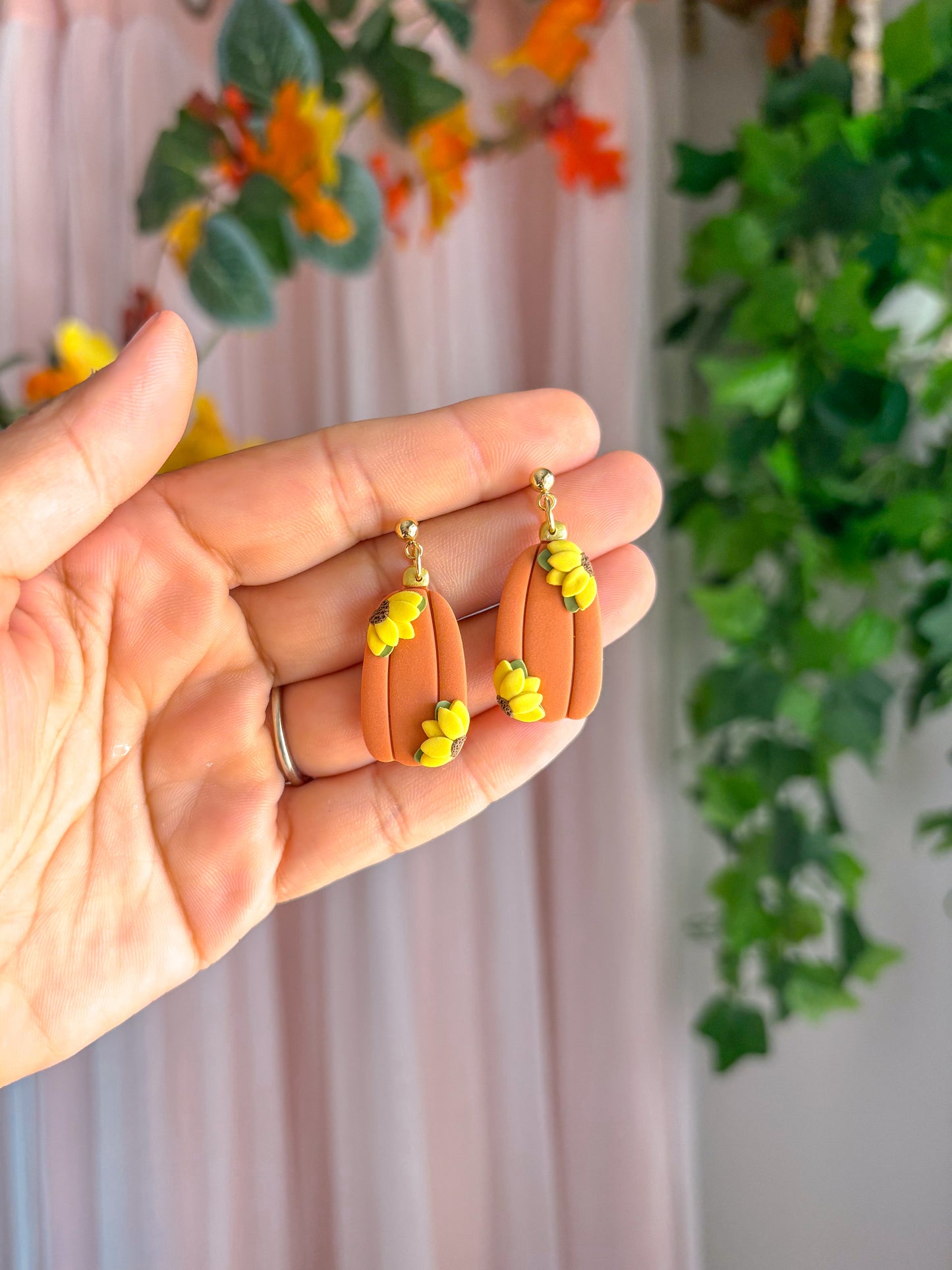 Sunflower Pumpkin Dangles