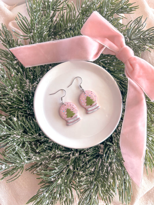 Pink Snow Globe Dangles