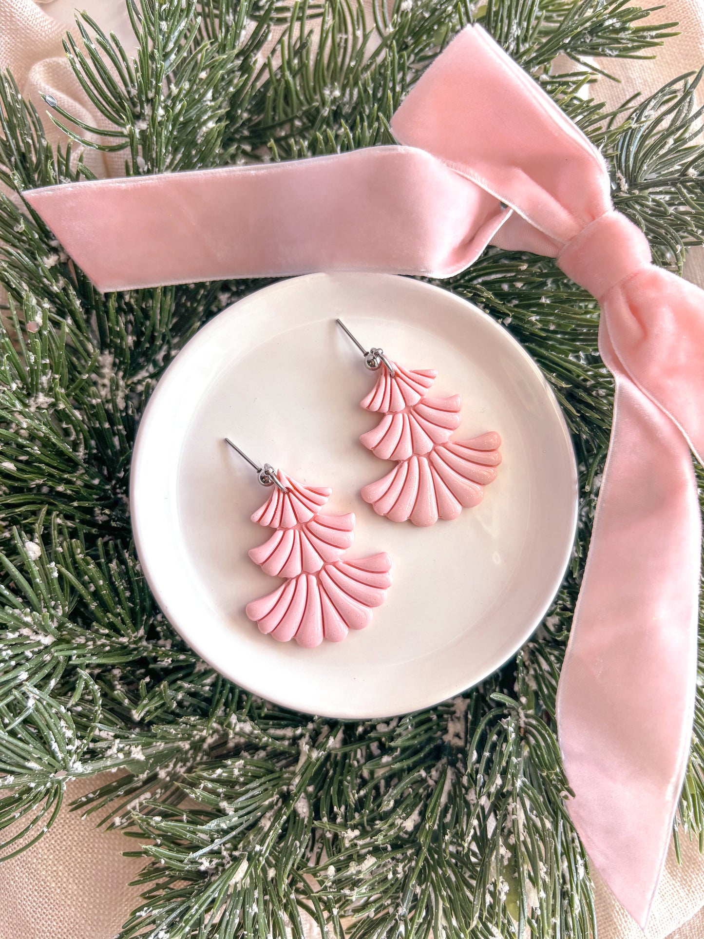 Pink Christmas Tree Dangles