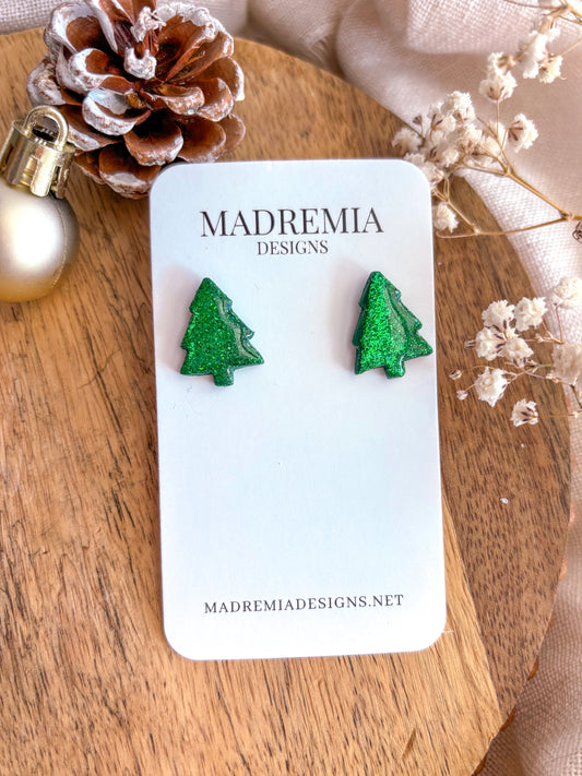 Glitter Christmas Tree Studs