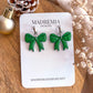 Glitter Green Christmas Bow Dangles