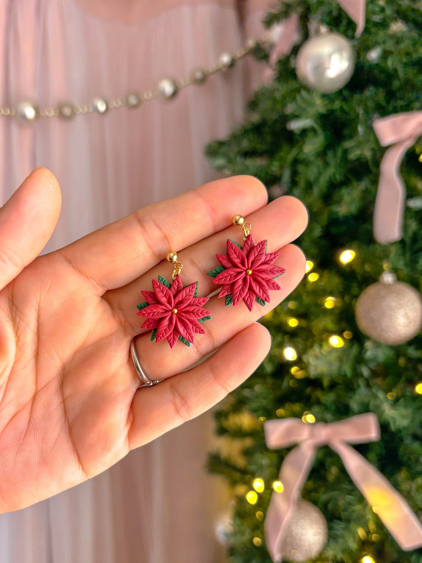 Poinsettia Flower Dangles