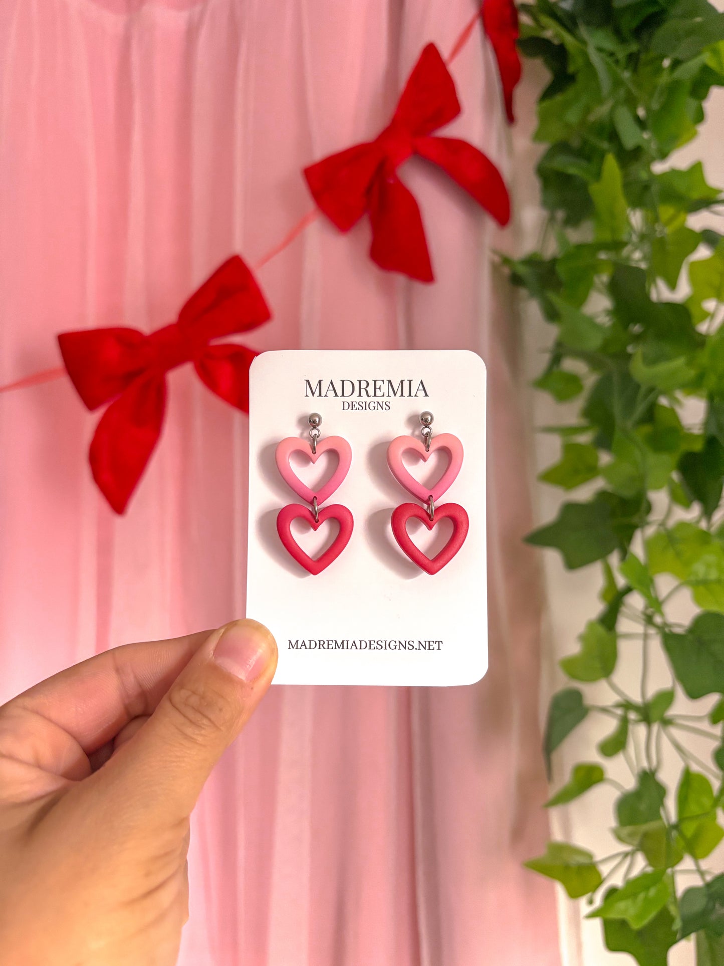 Ombre Double Heart Dangles