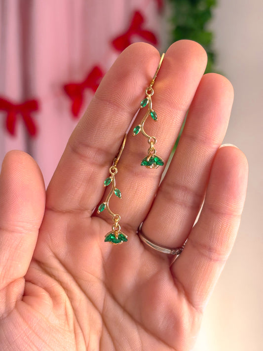 Emerald Flower Dangles