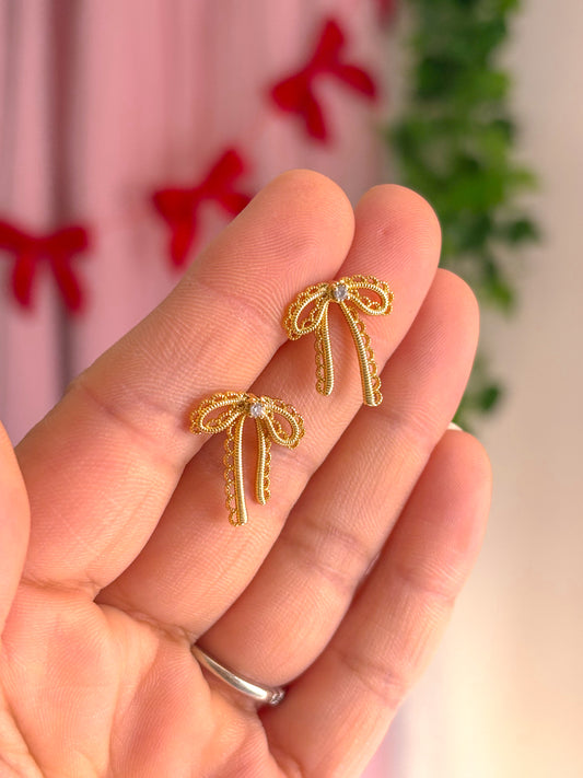 Gold Bow Studs