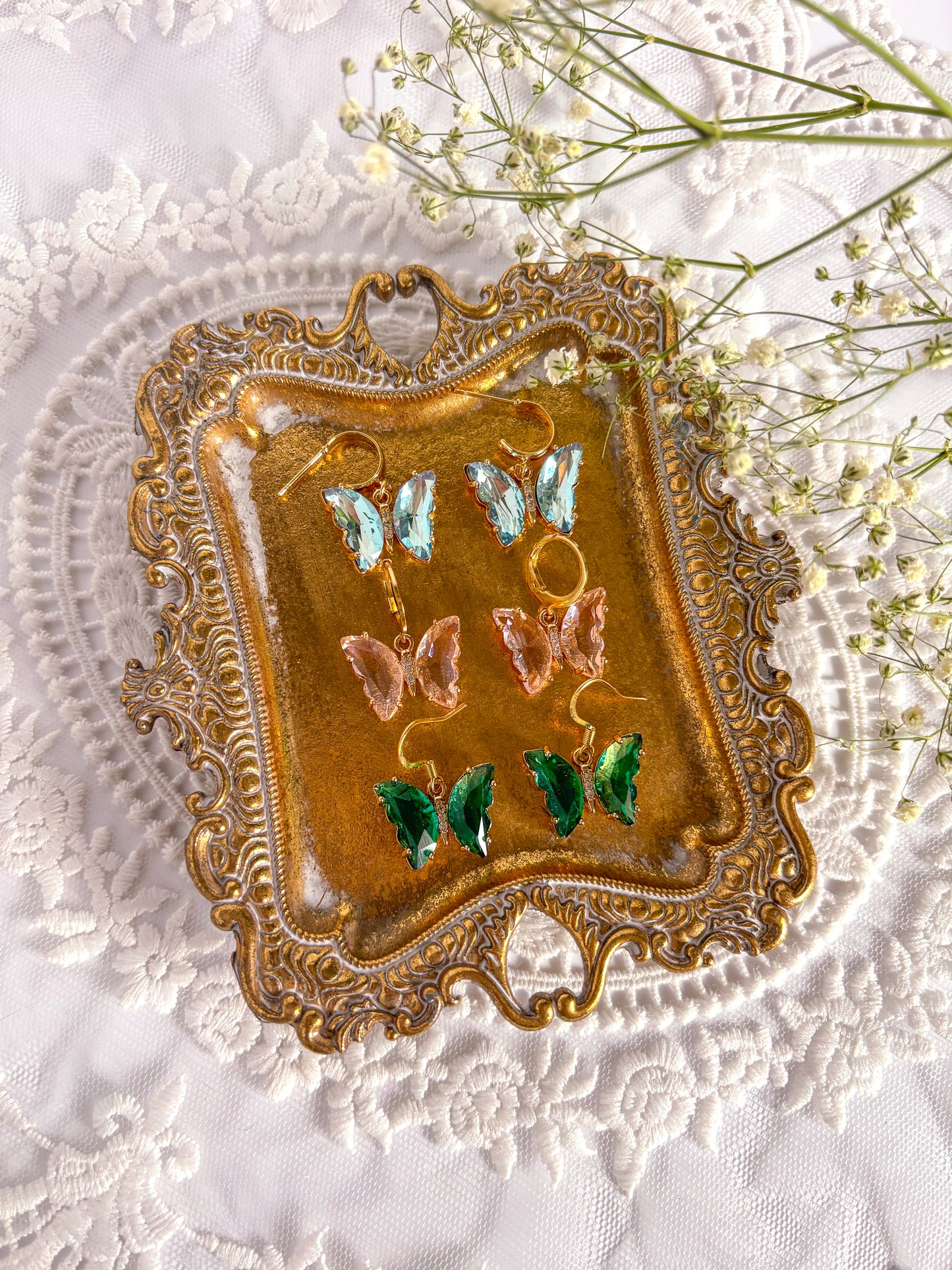 Light Pink Butterfly Charm Dangles