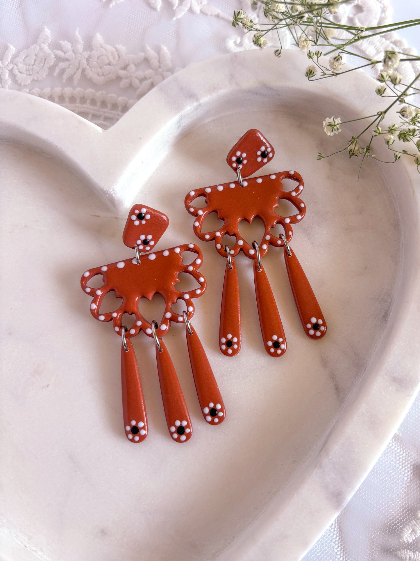 Talavera Corazon Papel Picado Dangles