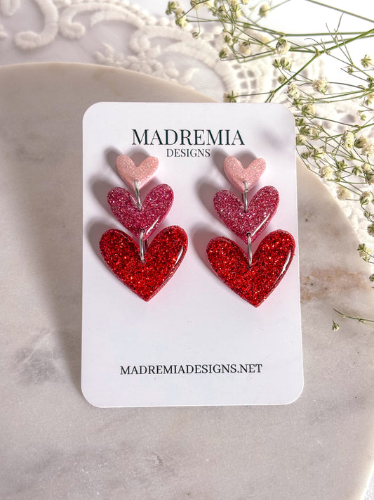Glitter 3 Heart Dangles