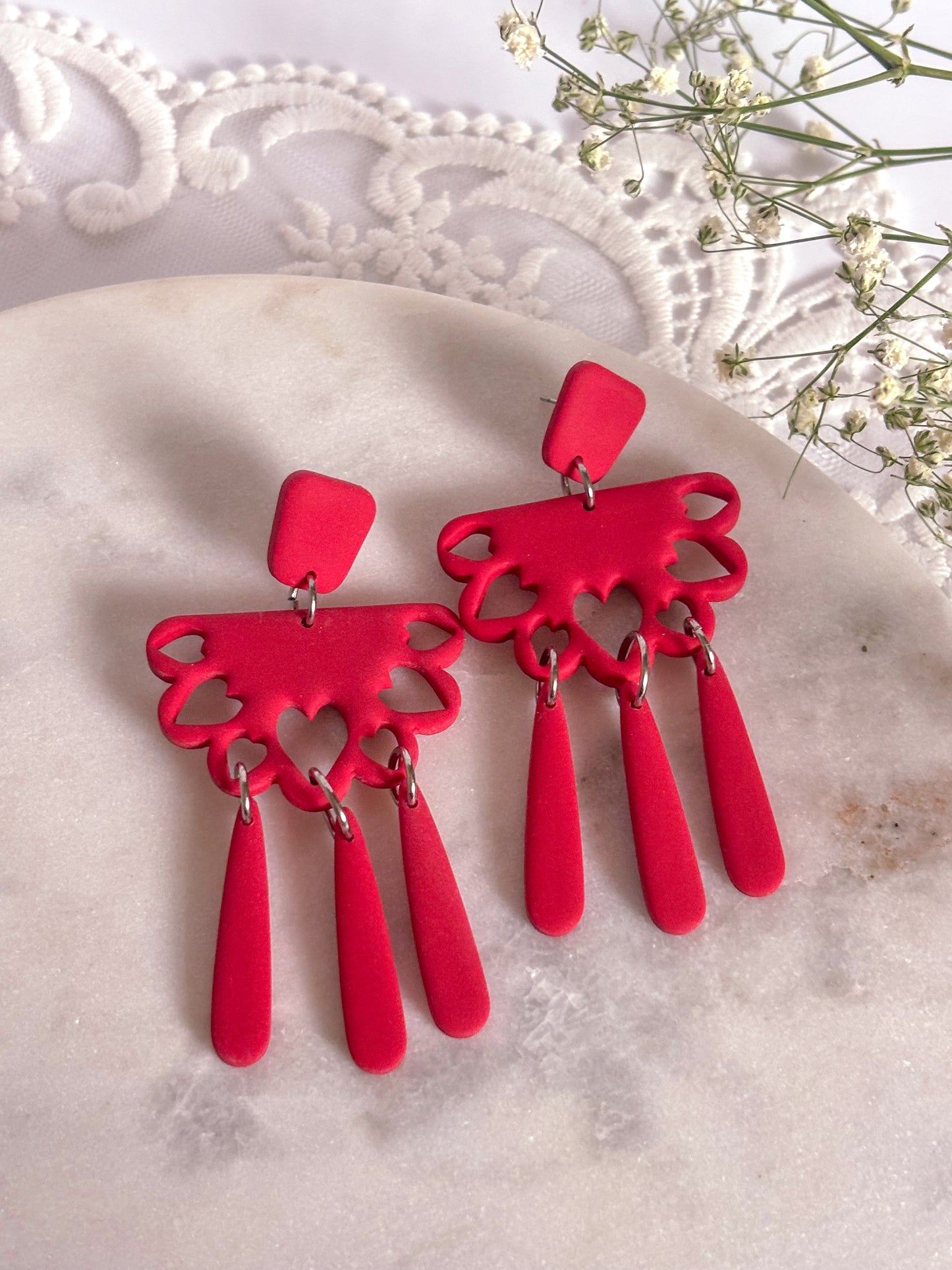 Corazon Papel Picado Rojo Dangles