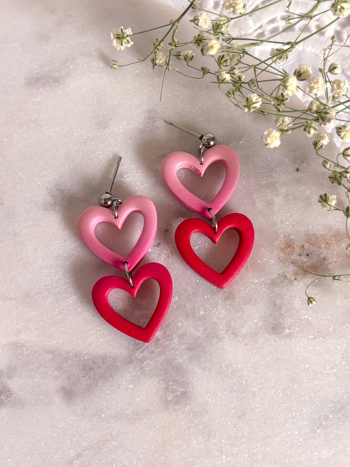 Ombre Double Heart Dangles