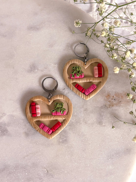 Wood Heart Bookshelf Dangles