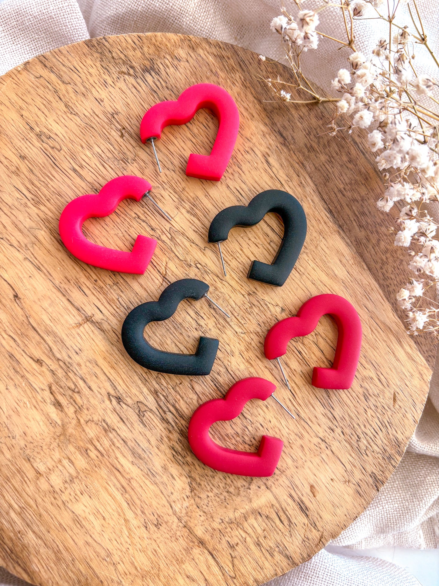 Hot Pink Heart Hoops