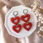 Glitter Double Red Heart Dangles