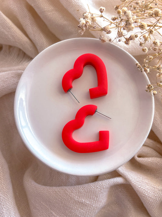 Hot Pink Heart Hoops