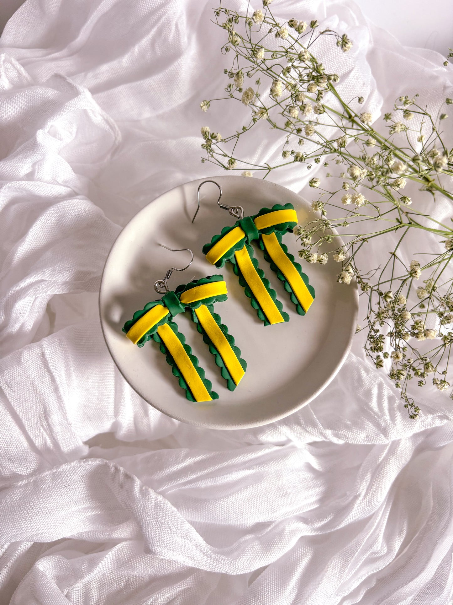 Green and Yellow Bow Dangles