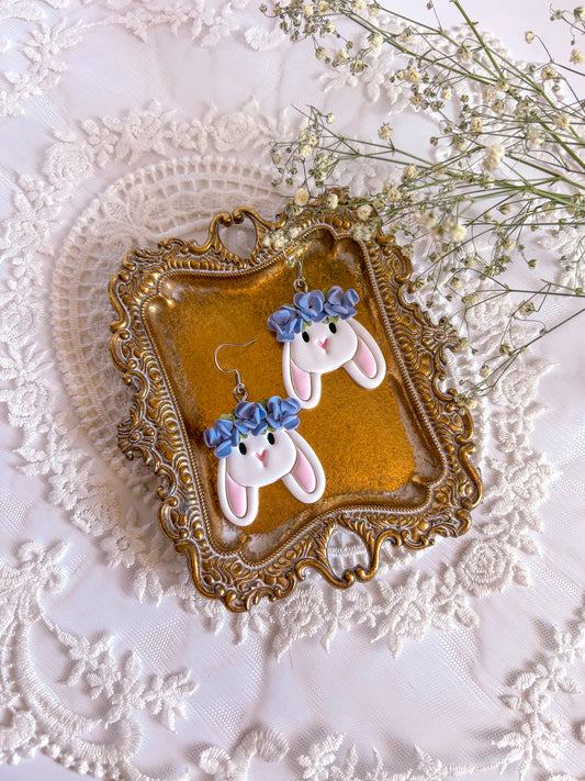 Bunny with Purple Flower Crown Dangles