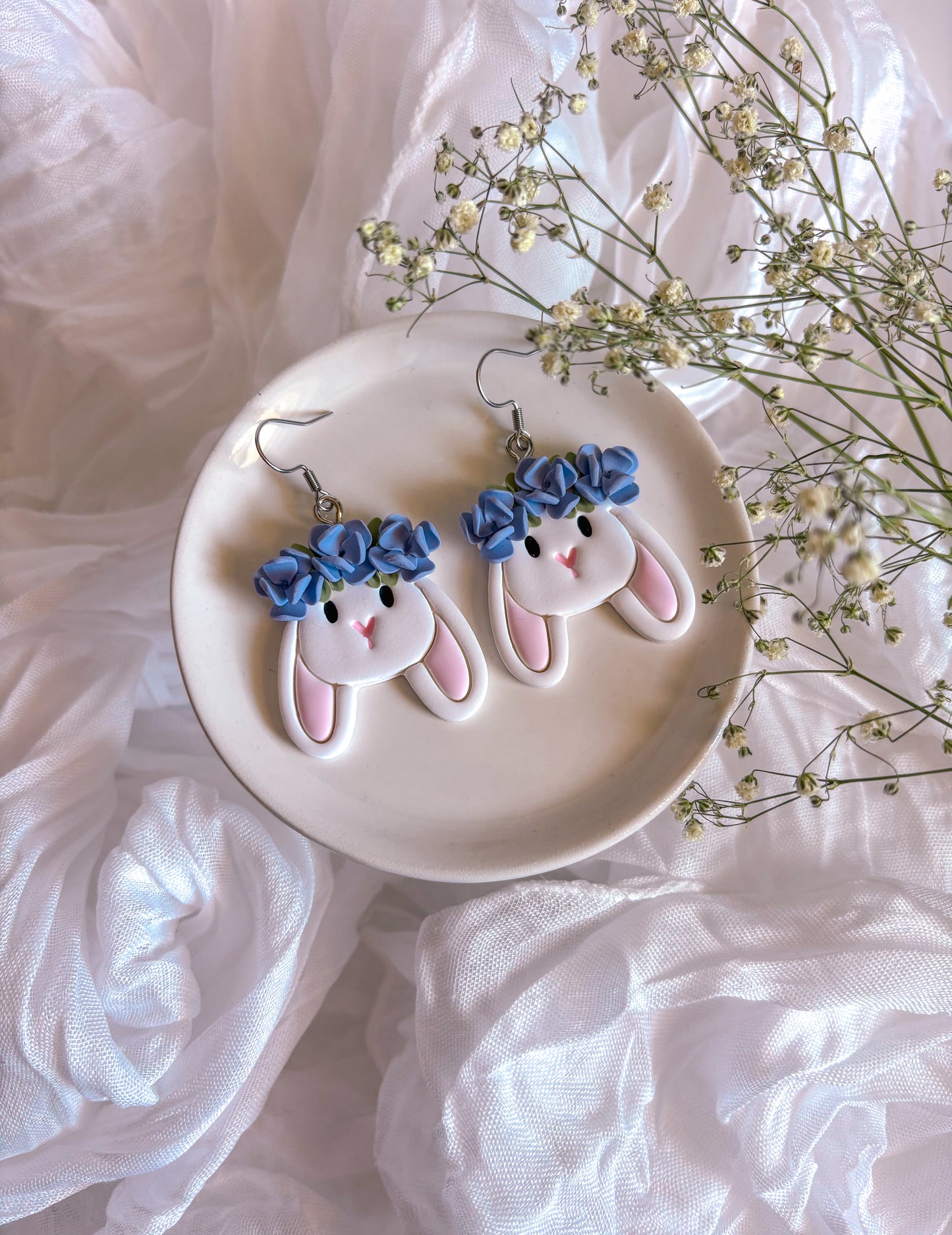 Bunny with Purple Flower Crown Dangles