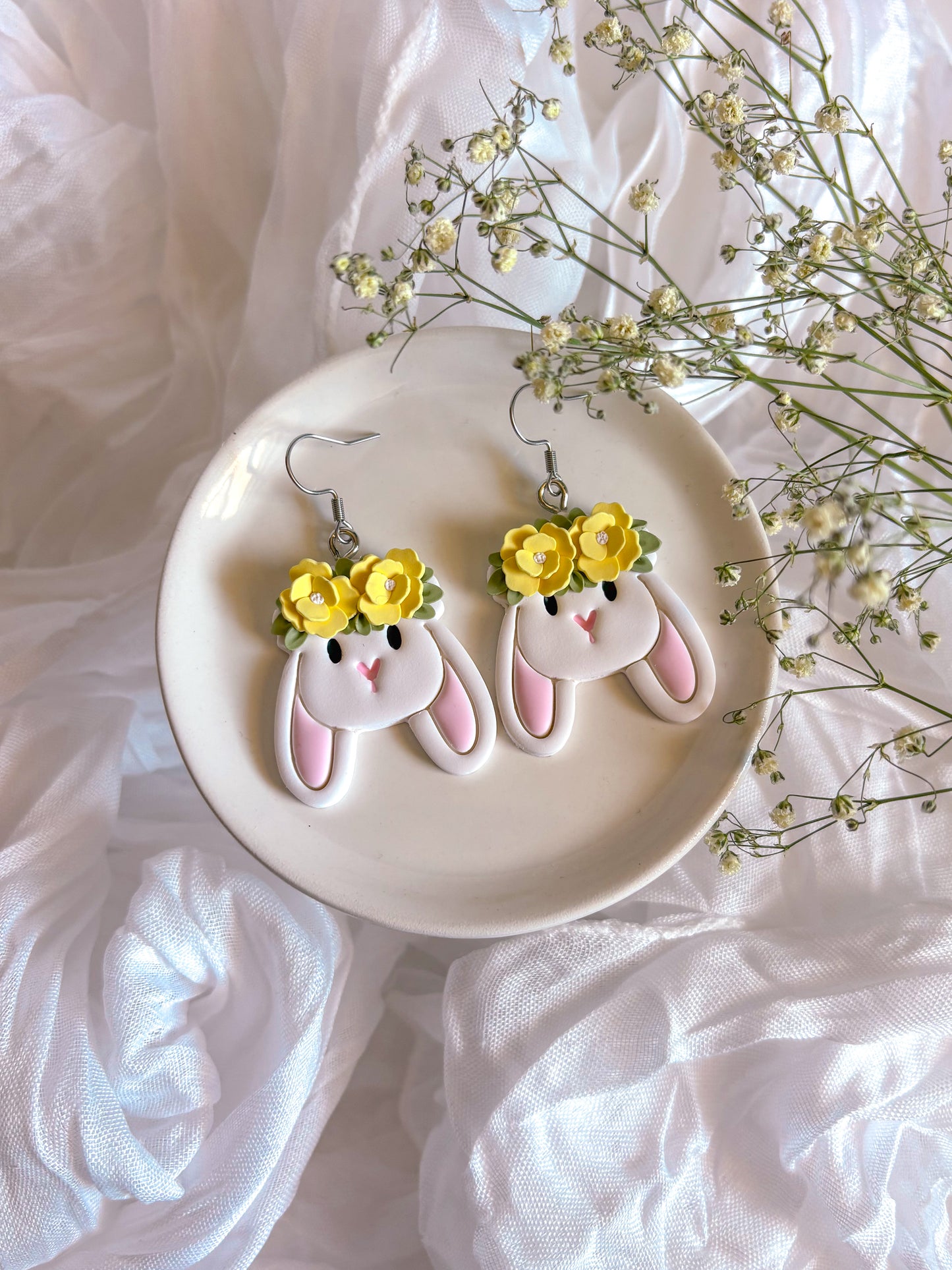 Yellow Floral Floppy Earring Dangles