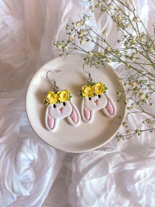 Yellow Floral Floppy Earring Dangles