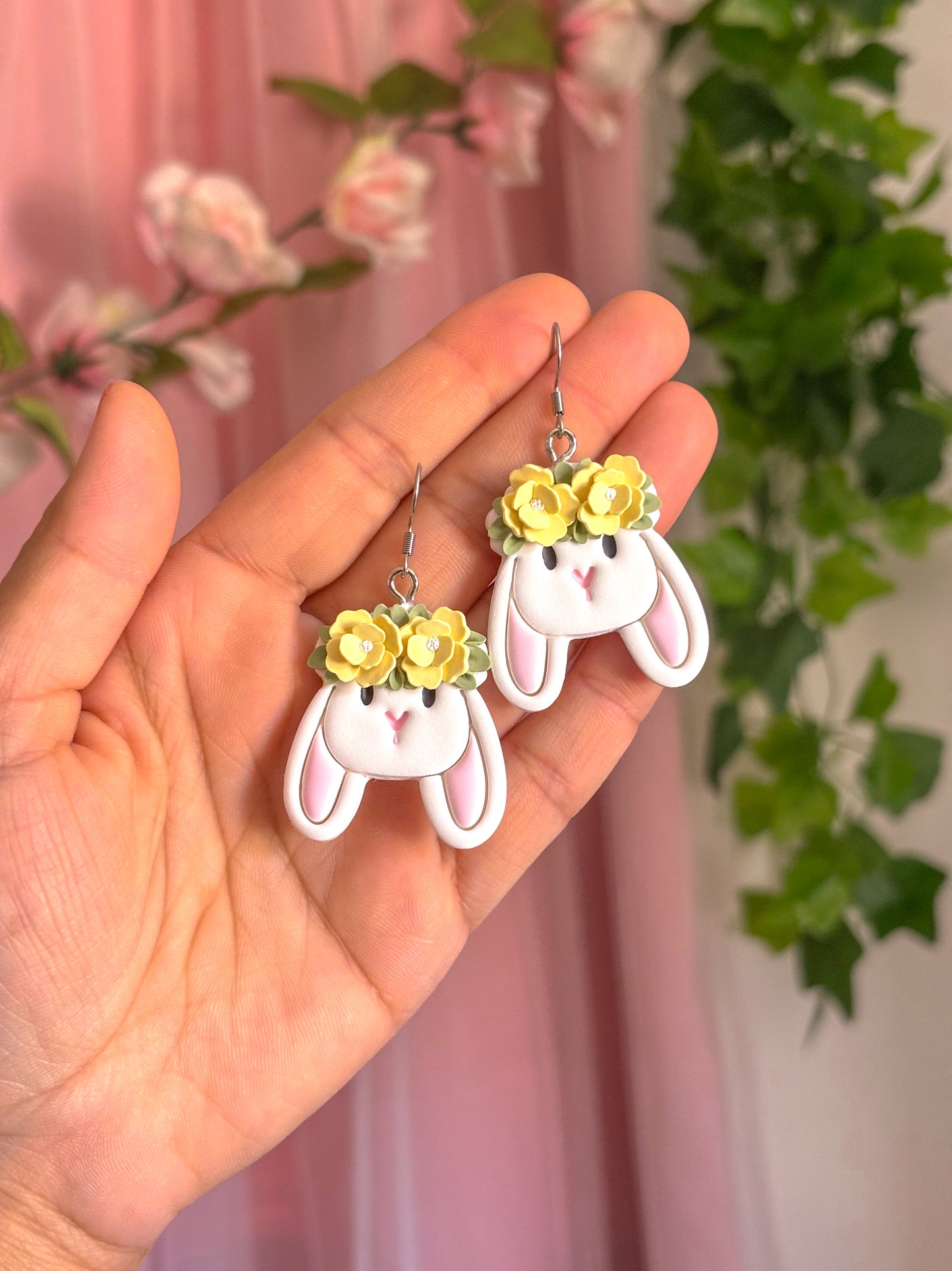 Yellow Floral Floppy Earring Dangles