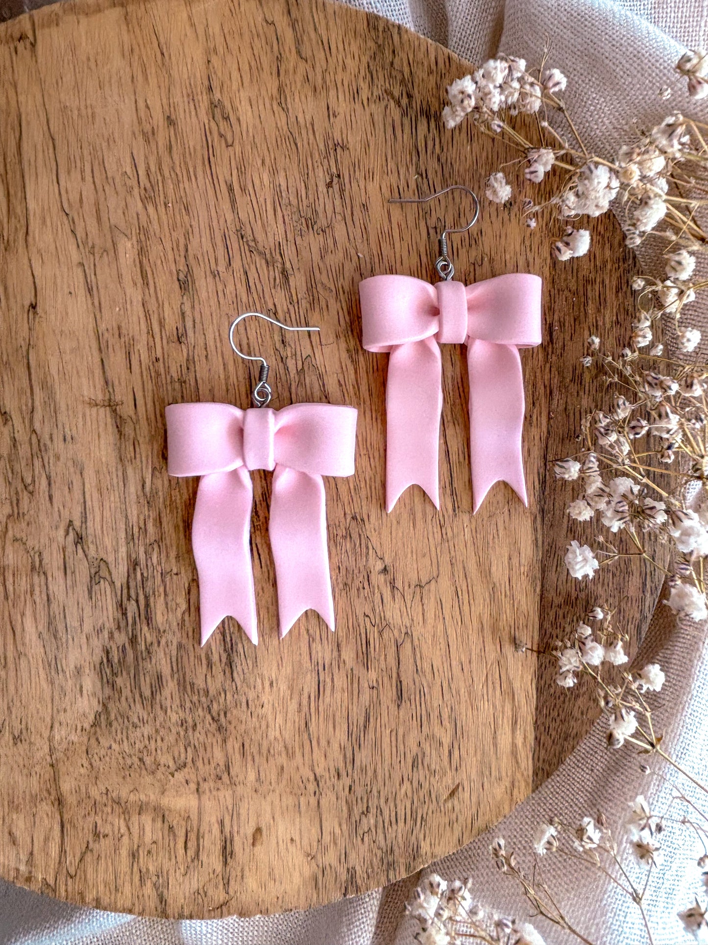 Blush Pink Bow Dangles