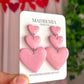 3 Heart Shimmer Pink Dangles