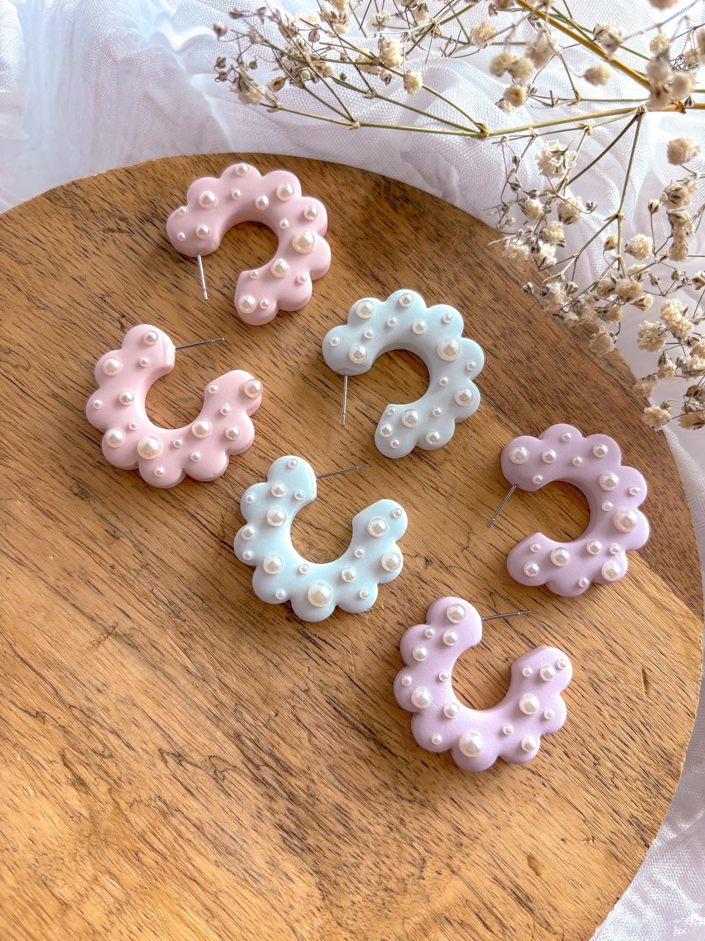 Purple Pearl Hoops