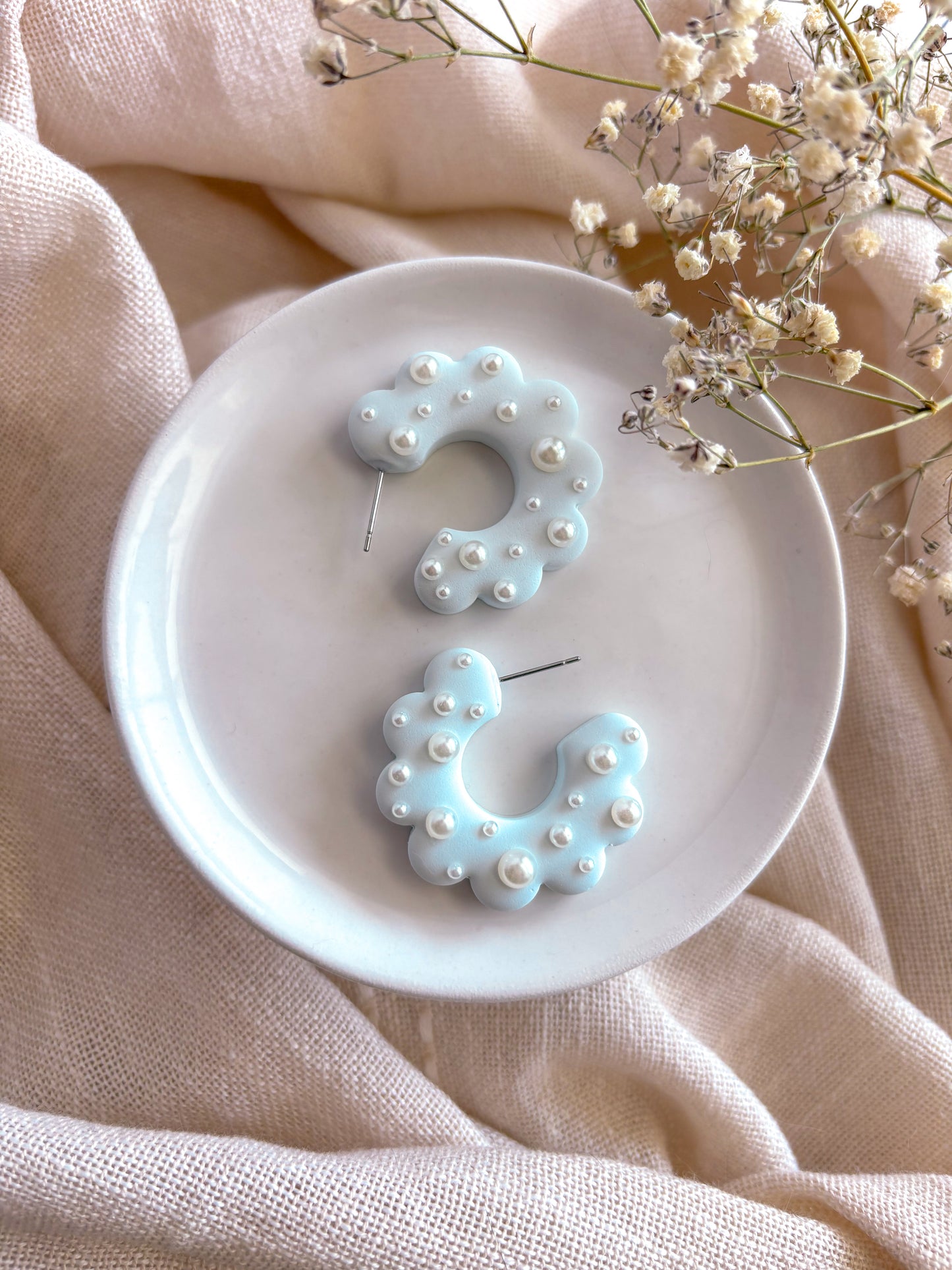 Blue Pearl Hoops