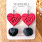 Red Skull Heart Dangles