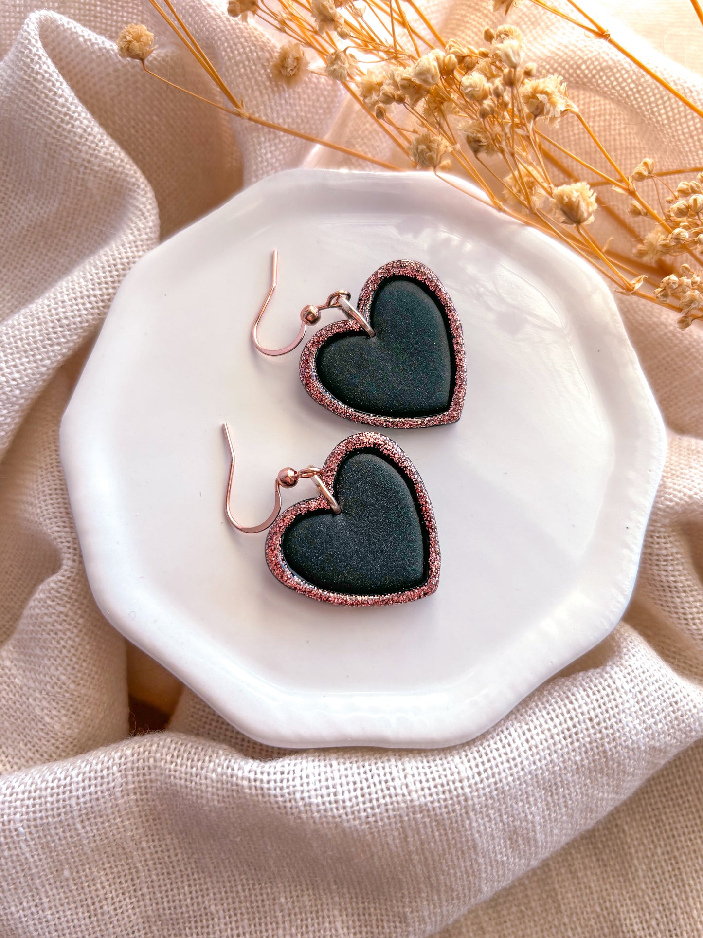 Rose Gold Heart Dangles